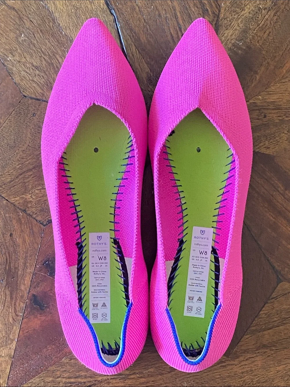 ROTHY’S THE POINT BALLET FLATS IN DRAGON FRUIT FUCHIA PINK SIZE 8 - Picture 4 of 7